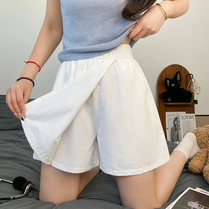 Women's Cargo Skirt Pants 2026 Summer High Waist Loose Fit 5-Pocket Casual Shorts Ice Silk Culottes Streetwear