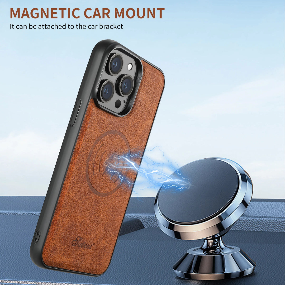 SUTENI Luxury Magsafe Leather Card Holder Phone Case Wallet Kickstand Cover For iPhone 17 16 15 14 13 12 11 Pro Plus Max