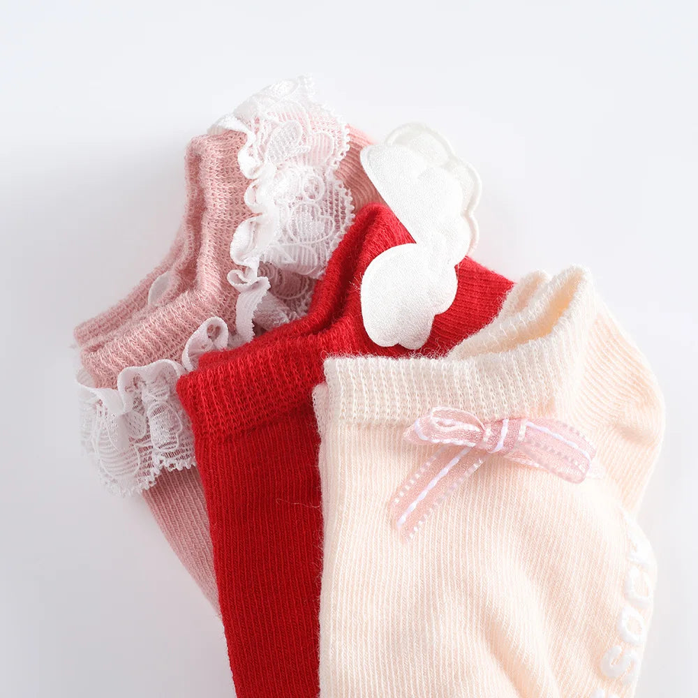 3pairs/set 0-5years Old Cotton Newborn Infant Toddler Socks Baby Cartoon Princess Socks Cute Cartoon Rubber Anti-slip Floor Sock