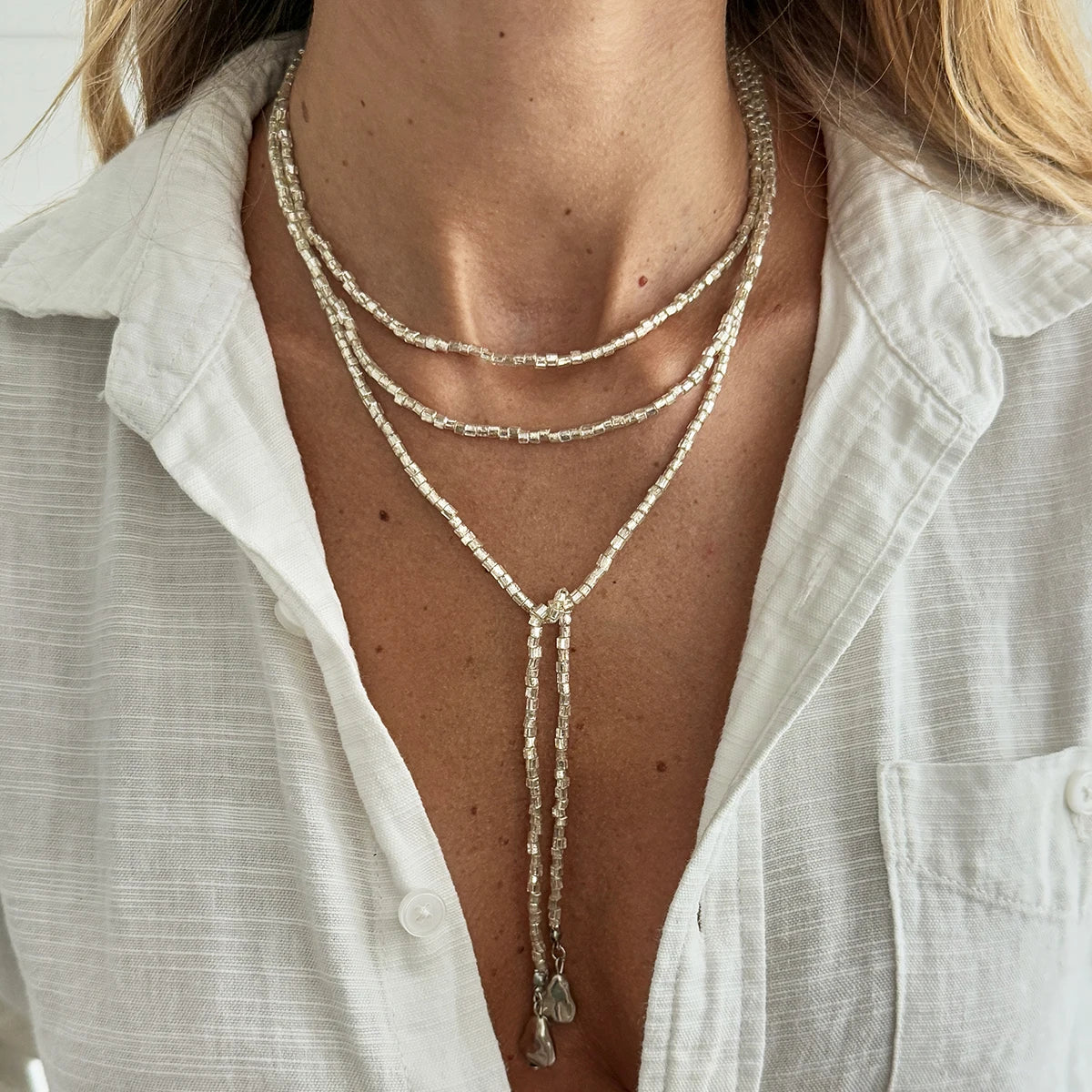 PuRui Fashion Simple Y-shaped CCB Beads Chain Necklace For Women Sexy Vintage Adjustable Sweater Chains Femme Charm Jewelry New