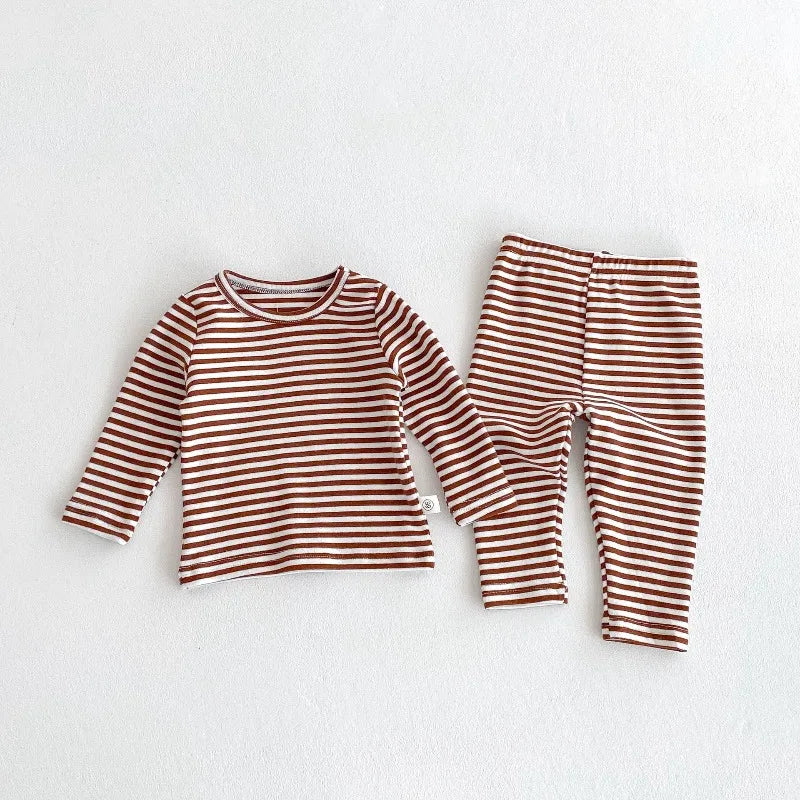 Baby Girl Boy Autumn Winter Christmas Cute Sleeveless Bodysuit Long Sleeve Striped Top Pants Infant Bibs Newborn Clothes B6091