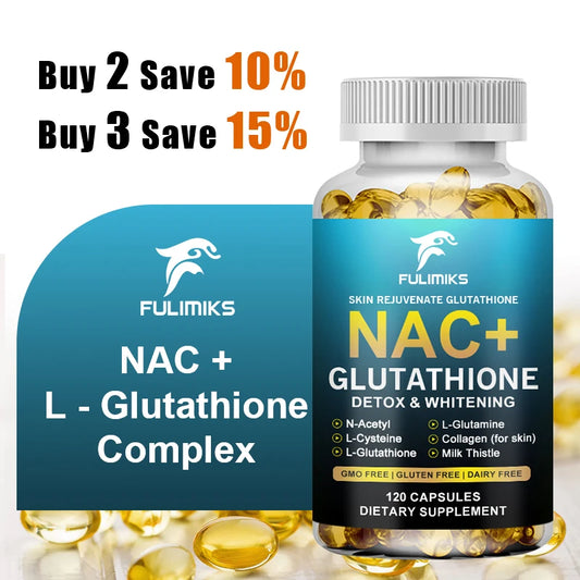 Glutathione & NAC Detox Formula Capsules, Supports Antioxidant Protection, Liver Function, Skin Brightening & Immune Balance