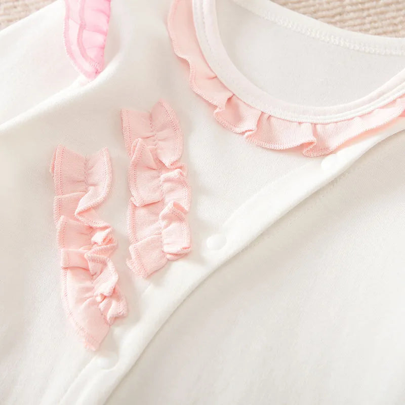 Spring and Autumn Long sleeved Newborn Bodysuit Two Piece Set for Girls and Infants Made of Pure Cotton, Comfortable and Breatha