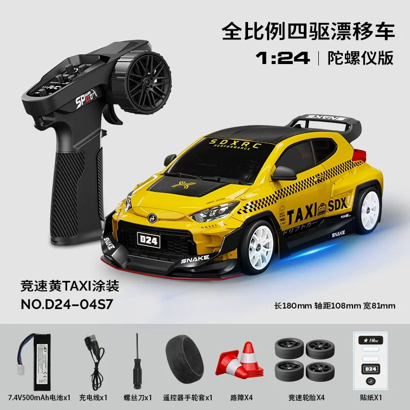 Hongxing 1 24 RC 4WD High Speed Drift Car Full Scale Gyroscope With Lithium Battery 2 Sets Of Wheels Independent Shock Absorber