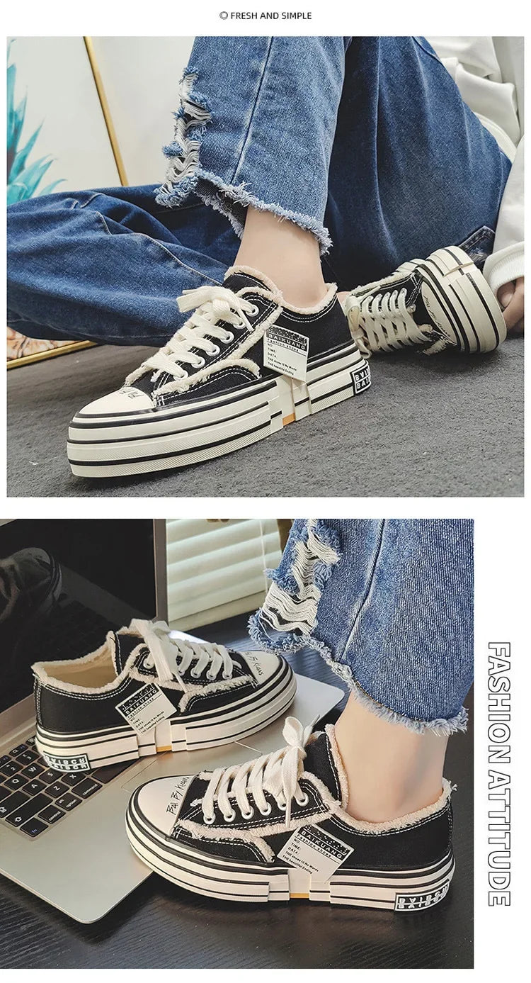 Men Vulcanized Shoe Thick Soles Increased Low Top Couple Shoe Canvas Shoe for Men Sneakers Tenis Masculino Zapatillas