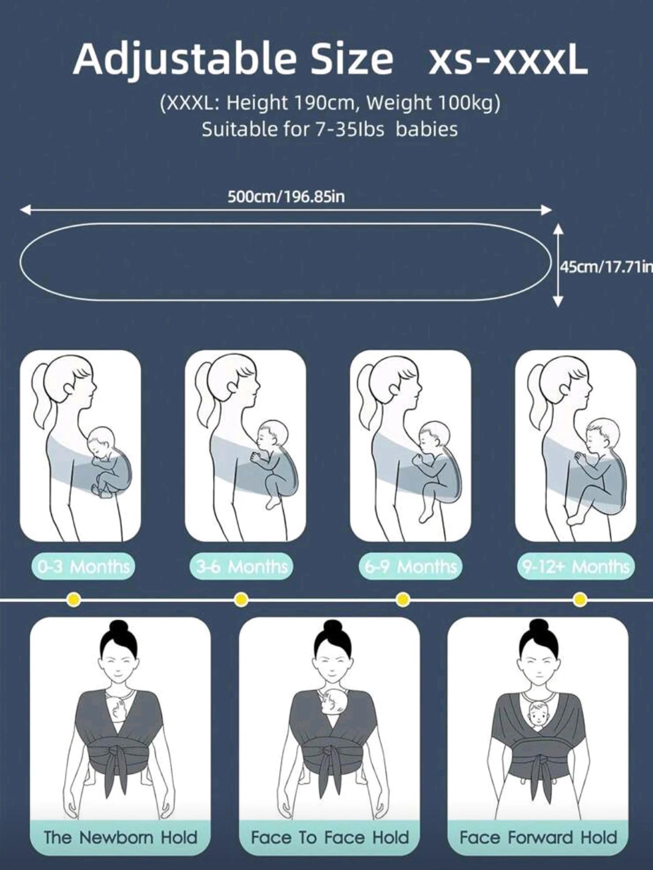 Baby carrier front-carrying multi-functional sleeping, breastfeeding, outing device to free hands knitted fabric