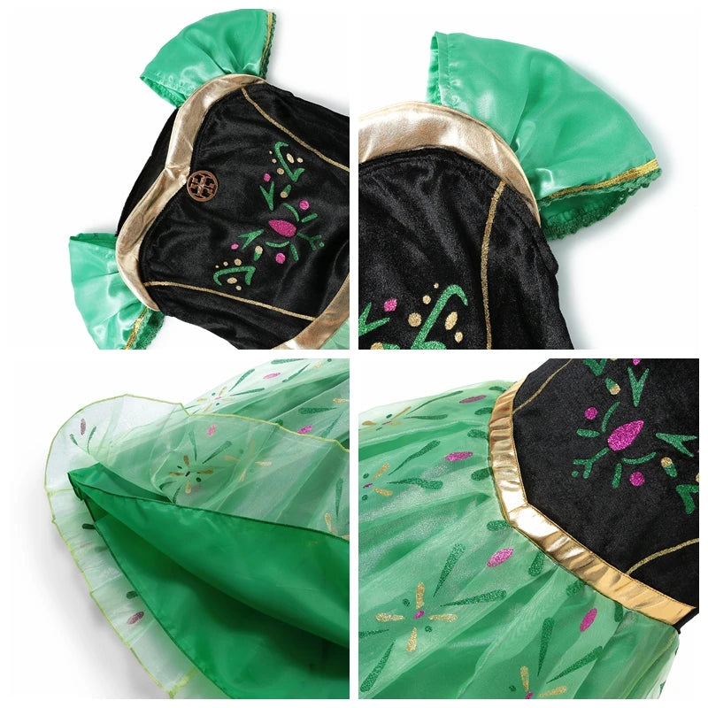 Halloween Birthday Carnival Princess Costume Dress Elsa Anna Snow White Aurora Moana Rapunzel Mermaid Belle for Girls 2-8Y