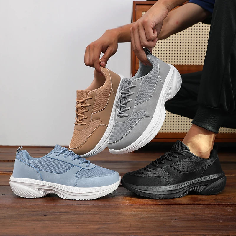New Stylish Wide Width Men's Casual Sneakers Breathable Lightweight Non-Slip Shoe Outdoor High-Quality Leisure Thick-Soled Shoes
