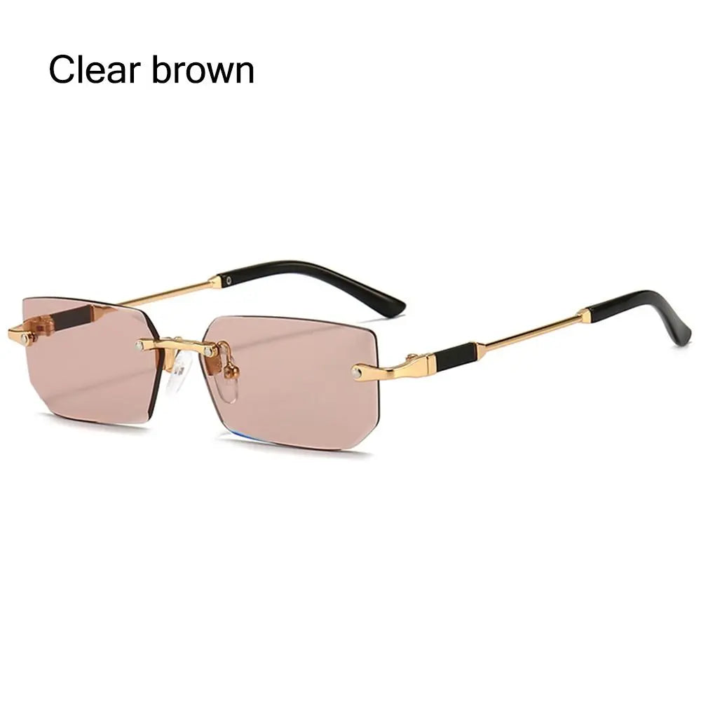Rimless Sunglasses Rectangle Fashion Popular Women Men Shades Small Square Sun Glasses For Female male Summer Traveling Oculos