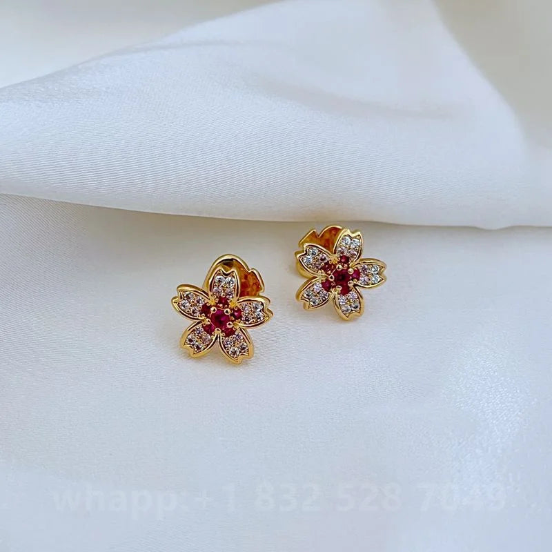 1:1 KS Jewelry Gold Stud Earrings For Women Fashion Jewelry Birthday Gift