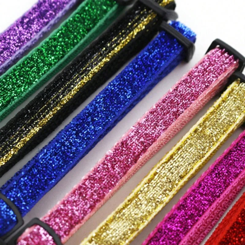 Customized Glitter Cat Collar with ID Tag Safe Breakaway Cats Collars Quick Release Cute Necklace Free Engrave For Cats Kitten