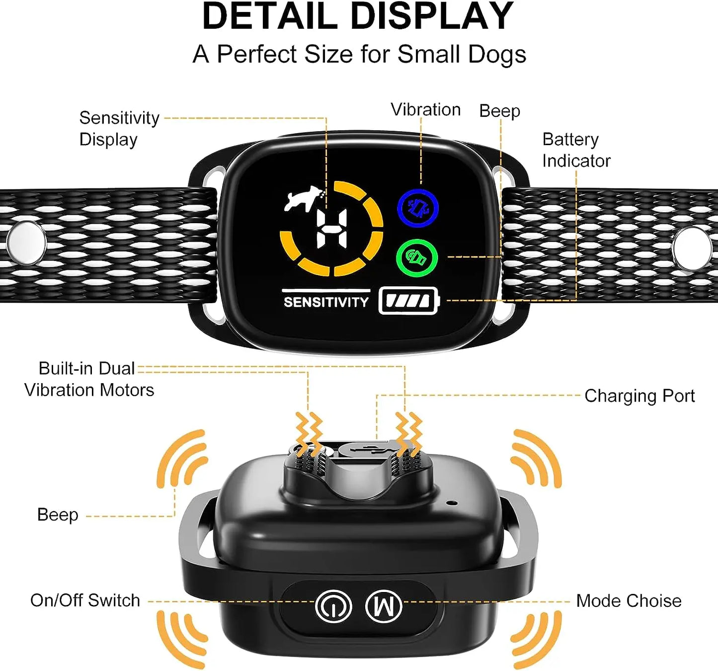 Anti Bark Collar, Dog Training, Vibration Shock Collar, Smart Color Screen