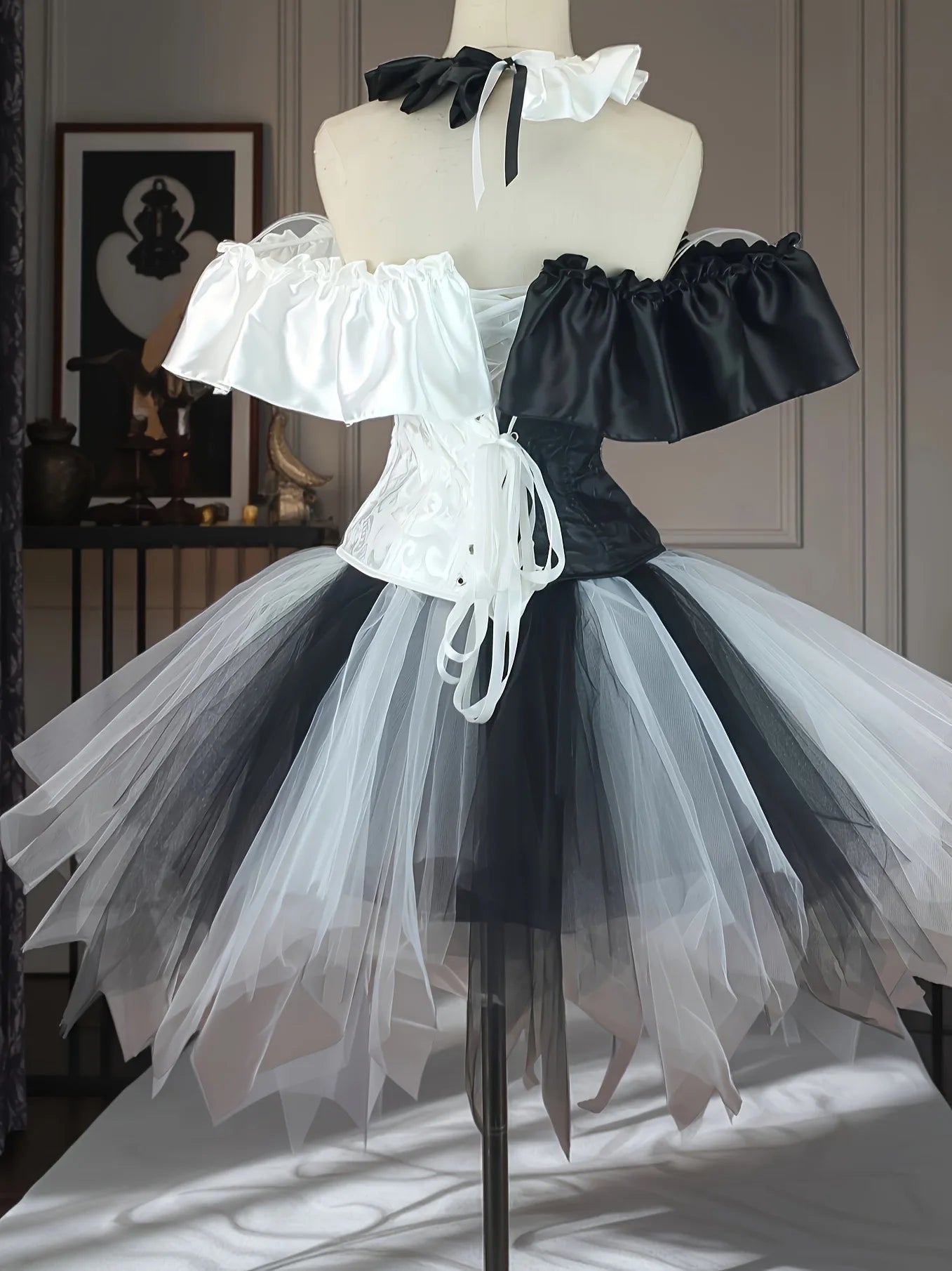Halloween Clown Cosplay Costume Women Corsets Suit With Skirt Circus Performance Outfit Role Play Party Carnival Jester Dress