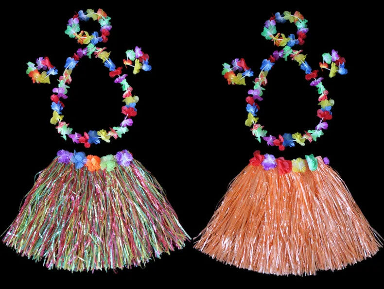 Halloween length30cmHula dance costume with garland for performance, Hawaiian children's hula outfit
