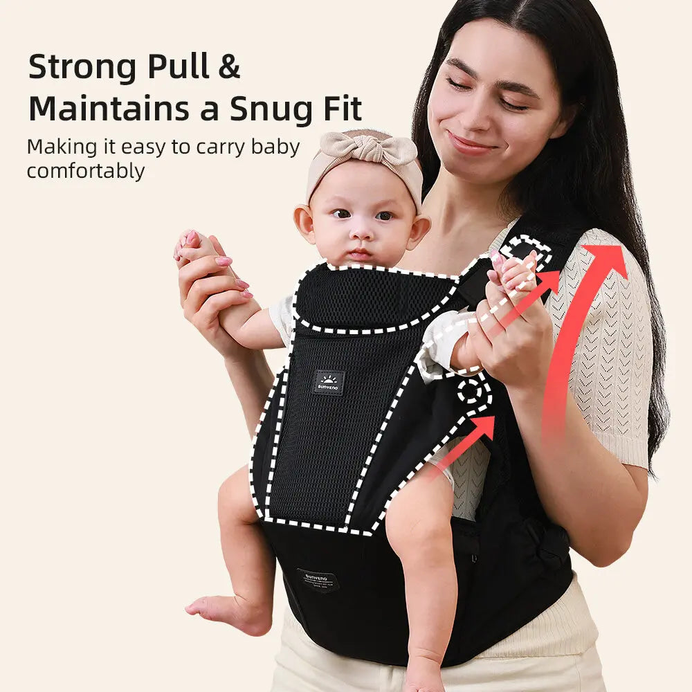 Sunveno Integrated Secure Baby Carrier Effortless Comfortable Baby Carrier Mesh Breathable 4-24months Hands-Free Ergonomic Black