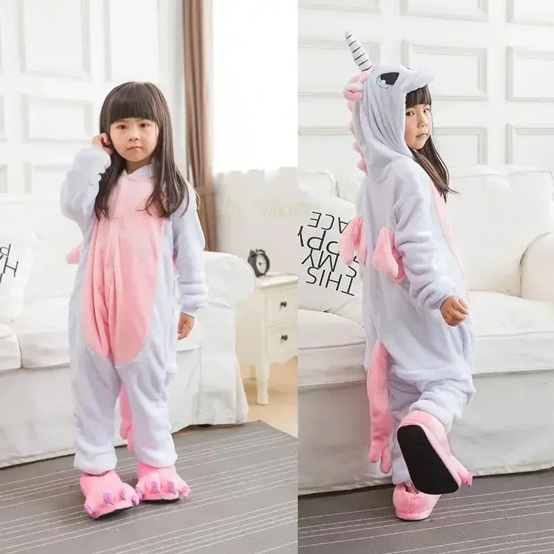 Baby Girl Clothes Kigurumi Children Unicorn Pajamas Winter Animal Cartoon Sleepers Stitch Cat Onesie Kids Costumes Jumpsuit