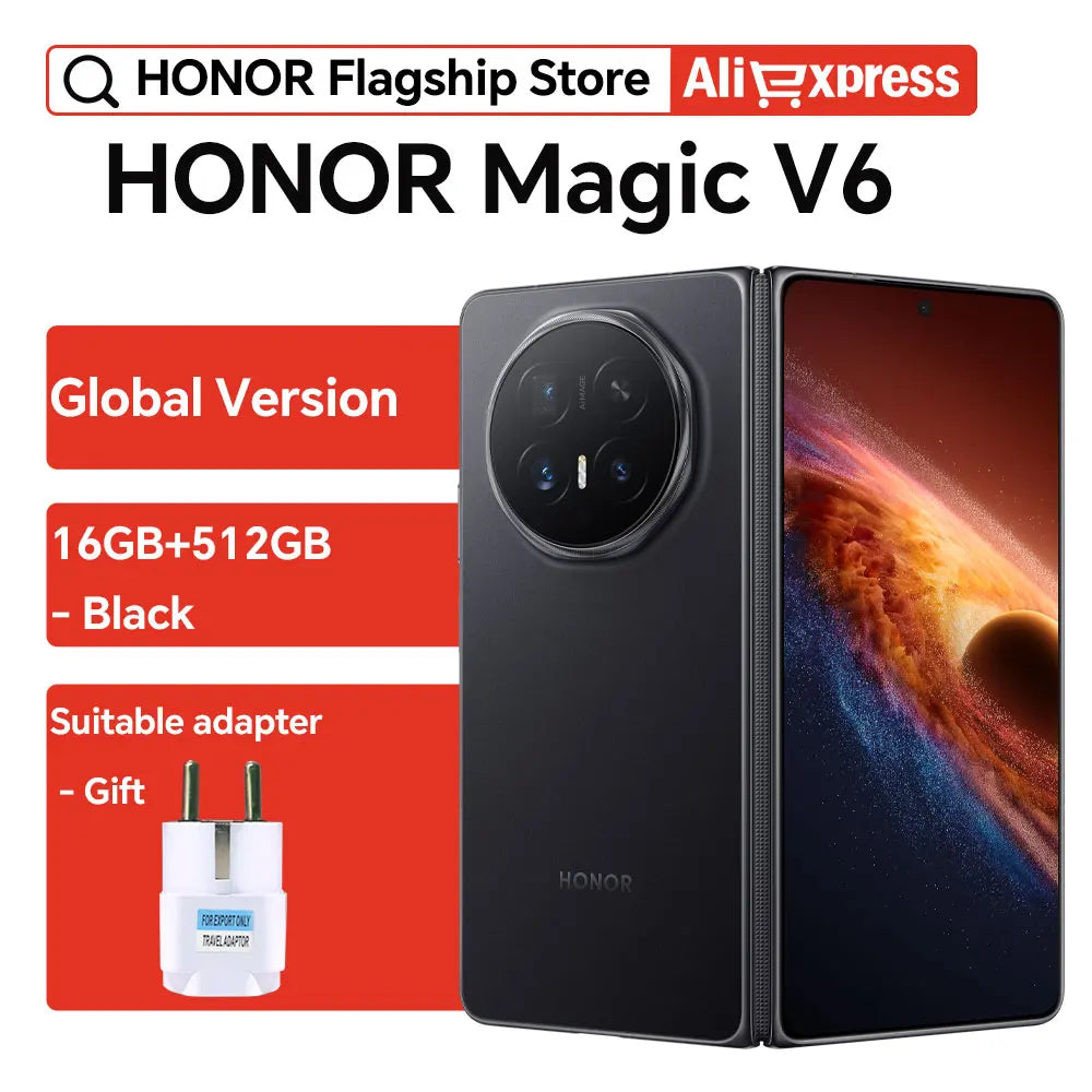 2026 New HONOR Magic V6 Global Version 5G Smartphone Snapdragon 8 Elite Gen 5 120Hz Foldable OLED Screen 6660mAh 80W SuperCharge