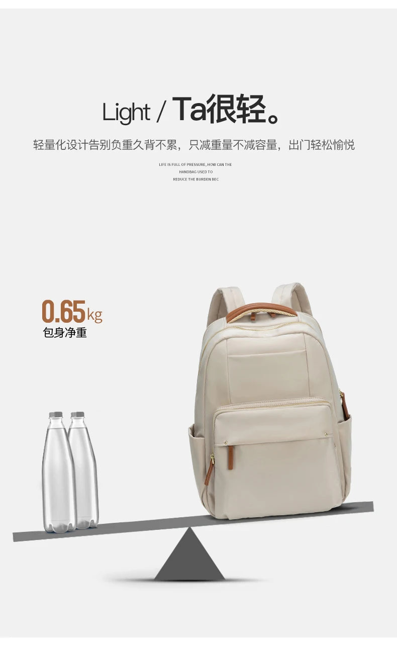 Luxury Laptop Backpacks for Women 15.6" Size Notebook Bag Large Cabin Space Business Travelbag Ladies Bookbags Big Zipper Pocket