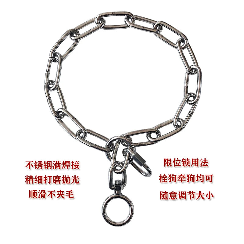 HQ SD01 High Quality Stainless Steel 304 P Chain No Knot 360 Degree Swivel Dog Leash Collar 10 Sizes