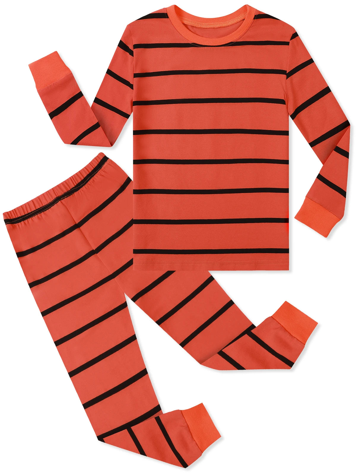 Halloween Pajamas for Kids Toddler Boys Stripe Orange and Black Pyjamas Set Carnival Cosplay Party Gift Winter Cotton Costume