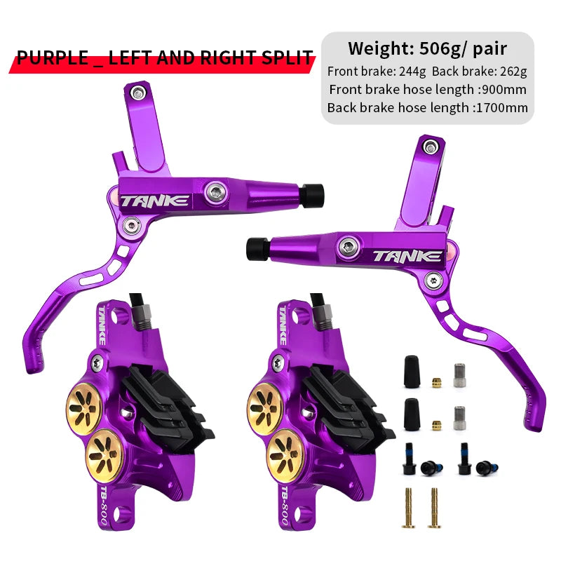 TANKE MTB 4-piston hydraulic disc brake 900/1700mm, 4-piston brake pad in resin, oil pressure AM DH road MTB ultra-light disc br