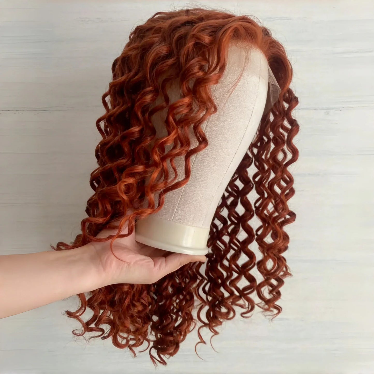 Auburn Ginger 13X4 Deep Curly Lace Front Wigs for Women Copper Red Orange Long Kinky Synthetic Hair Heat Resistant Party Cosplay