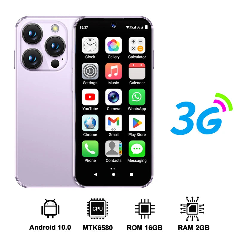 SERVO 19E MAX 3.88" Unlocked Mini Android Phone 3G 2GB+16GB Dual SIM Face Unlock GPS WiFi Hotspot Play Store Pocket Smartphone