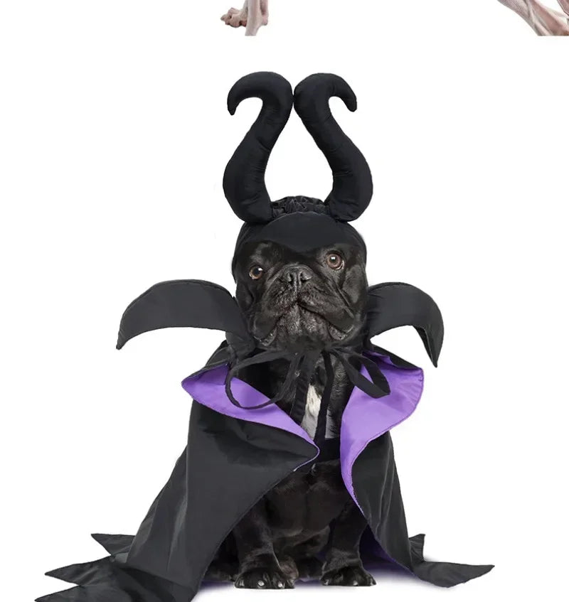 Halloween Witch-Shaped Costume cat Purple Vampire Cape Puppy Wizard Devil Horns Hat Pet Holiday Outfit for Small Middle-Sized Do