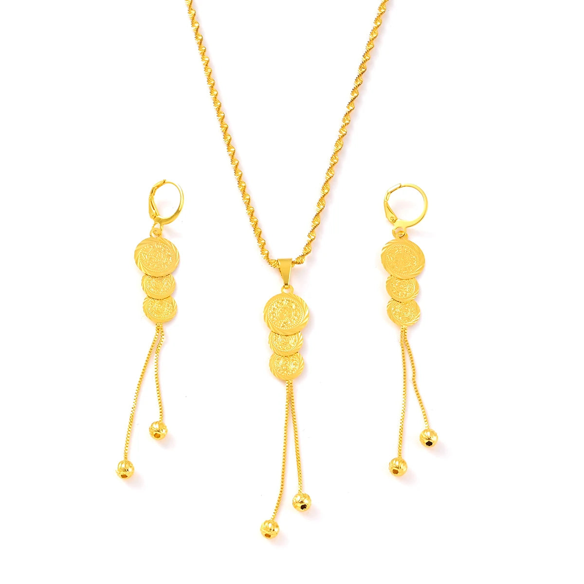 Fashion Jewelry Sets Classical Necklaces Earrings Set Gold Color Brass,Arab/Africa Wedding Bride's Dowry Women Girls Gifts