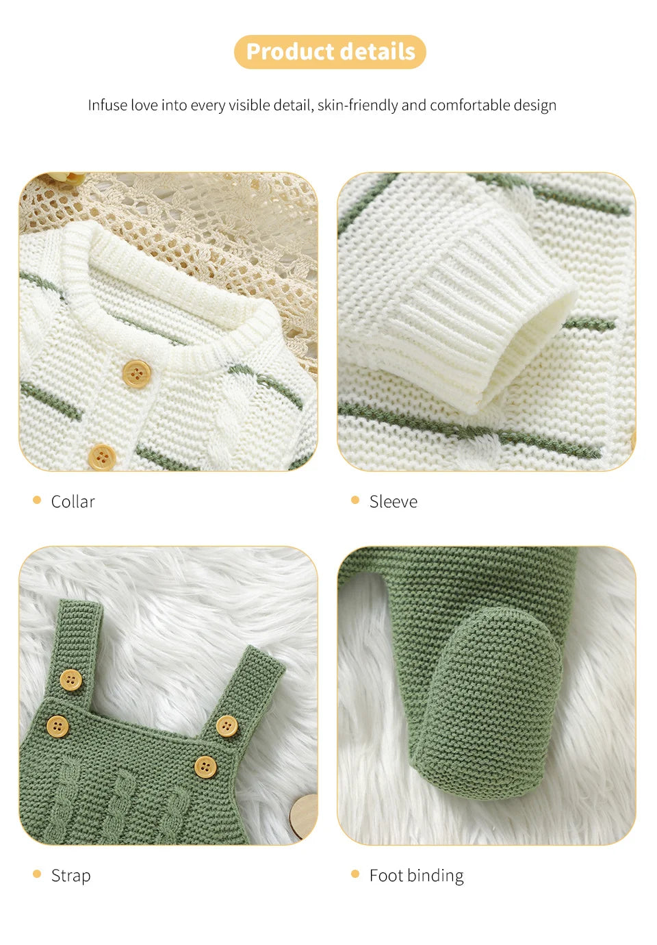 Winter Baby Clothes Sets Autumn Casual Long Sleeves Sweaters Jackets+Rompers Infant Boys Girls Outfits 2Pcs Knitted Toddler Wear