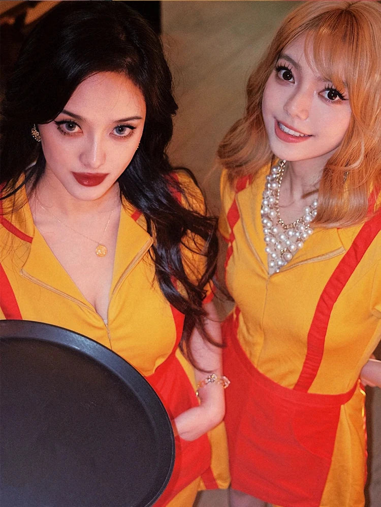 Halloween Cos Dress Women'S Dress Movie Bankruptcy Sisters Cosplay Bar Work Dress Dress Girls Makeup Set Surprise Gift