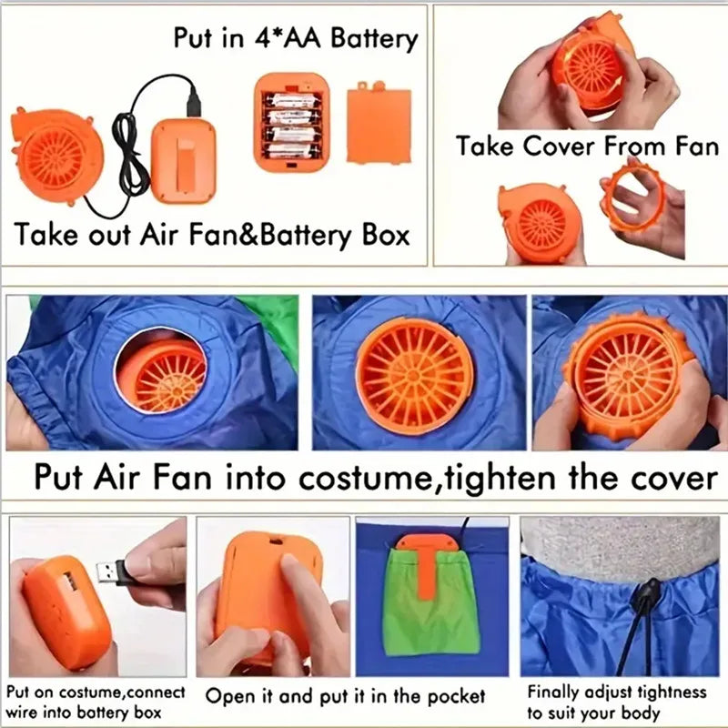 Halloween Plumber Costume Dinosaur Inflatable Suit Adult Kids Party Cosplay Performance Outfit  Holiday Dance Parties & Carnival