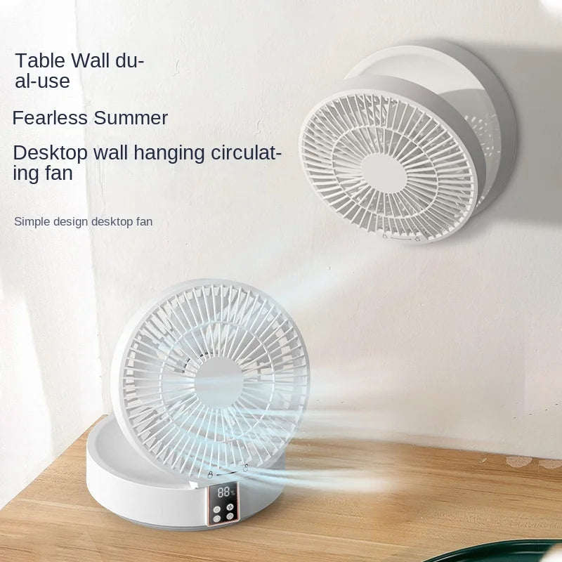 2023 New Fan With Remote Control Portable Wall-hanging Rechargeable Usb Electric Folding Fan Nightlight Air Cooler Household