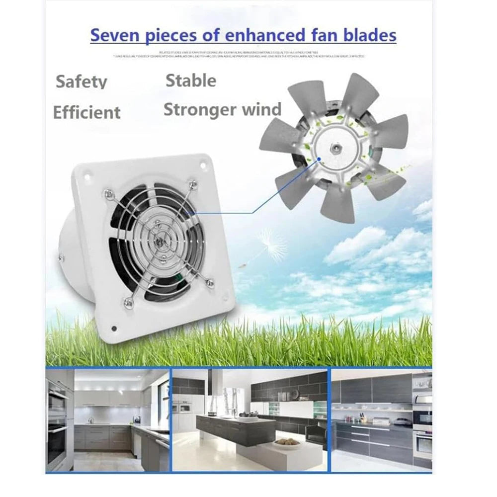 Silent Exhaust Fan Wall-Mounted 4-Inch 100mm Window-Type Bathroom Exhaust Fan Ventilation and Air Exchange Fan Duct Extractor