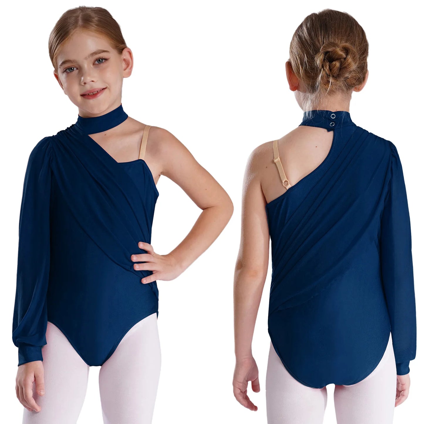 Girls Leotards Jumpsuit for Jazz Latin Skating Competition Costume Tassels Long Sleeve Rhinestones Bodysuit Modern Dancewear