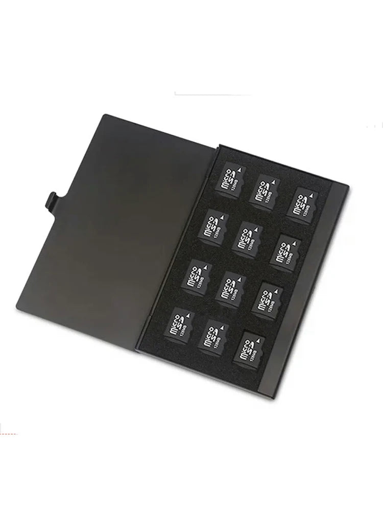 12 Slots Micro SD Card Case Holder Storage Organizer,Ultra Slim Credit Card Size Lightweight Portable TFMemory Card Storag Black