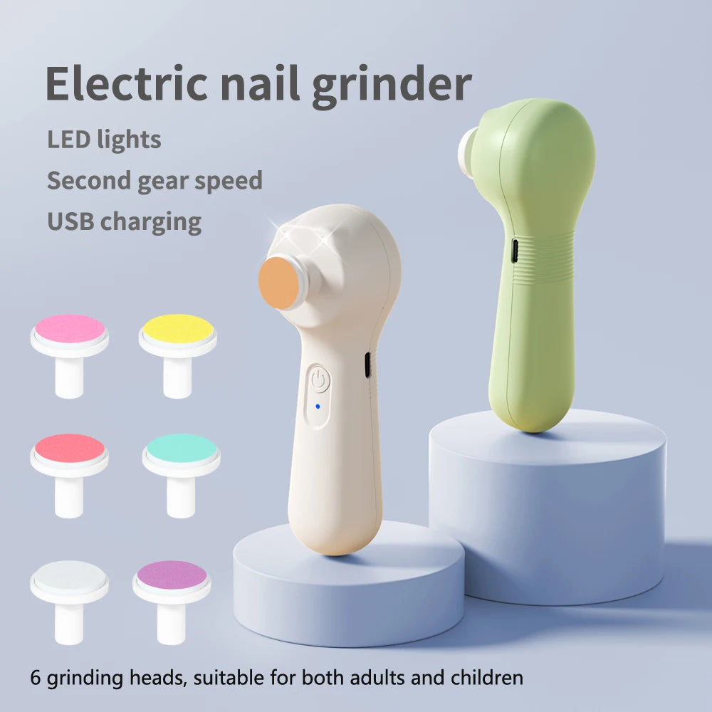 Rechargeable 6 In 1 Electric Baby Nail Trimmer, Low Noise Safe Nail Sharpener, Multifunctional Infant Kids Nail Care Cutter