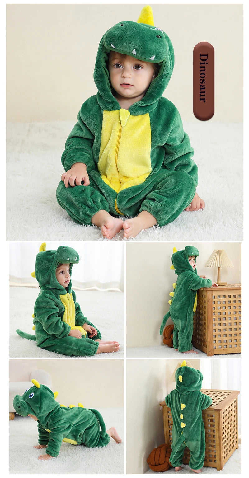 0 to 4 Years Baby Pajamas Winter Cartoon Sleeping Clothes Boys Dinosaur Pijamas Onesies Girls Clothes Toddler Night Bodysuits