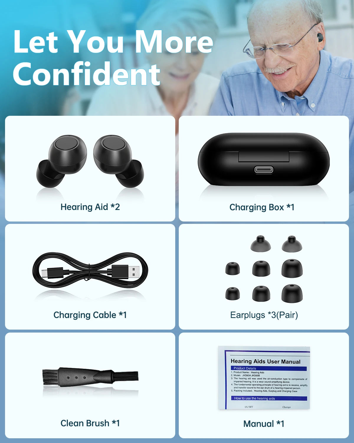 HealthTree Mini Hearing Aids Digital Rechargeable Hearing Aid 16-Channel Sound Process Portable for Deaf Elderly Sound Amplifier