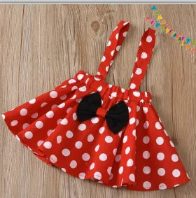 1-5 Years Children Outfit Baby Clothing Set Girl Summer Birthday Costume Kids Dots Tops Skirt