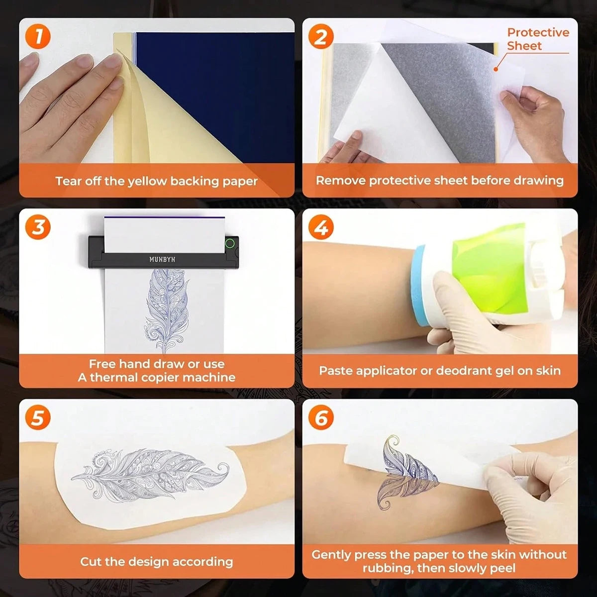 200/100/50/10 tattoo transfer paper, A4 size template paper, 4-layer transfer template, set consumables