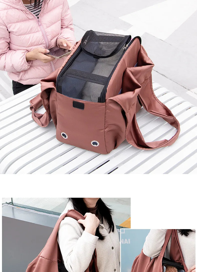 Portable Puppy Shoulder Bags Breathable Cat Carrier Bag Cats Transporter Bag Travel Pet Carrier for Cat Dog Pets HandbagBackpack