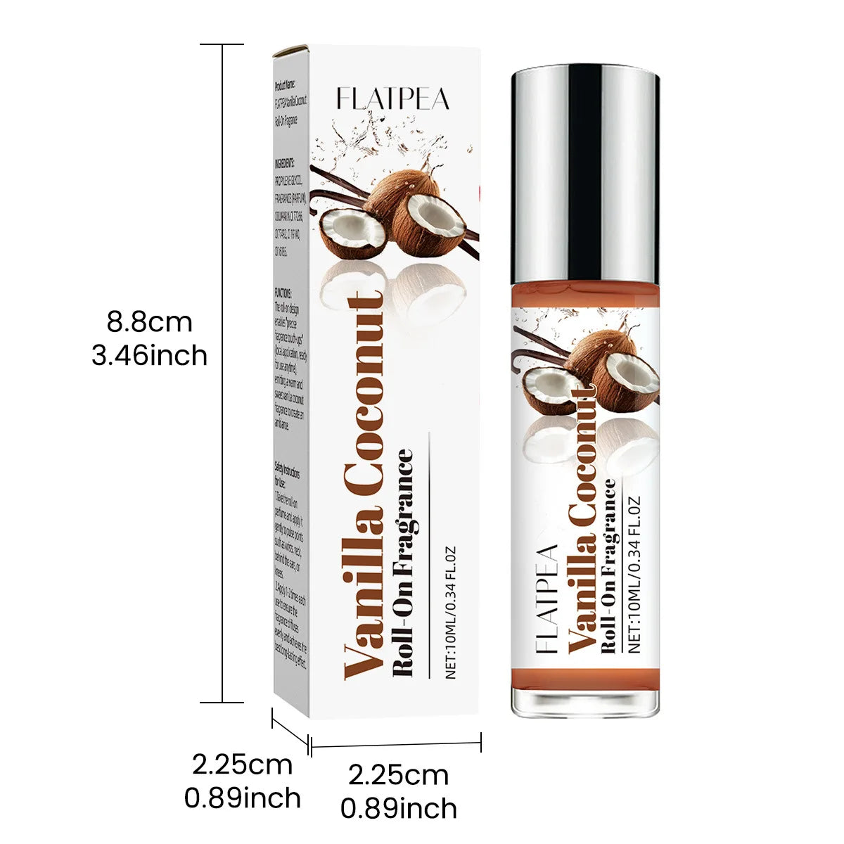 Vanilla Coconut Gourmet Flavor Fresh Eau De Toilette Long-lasting Fragrance Unisex Luxury Roll-on Perfume 10ml
