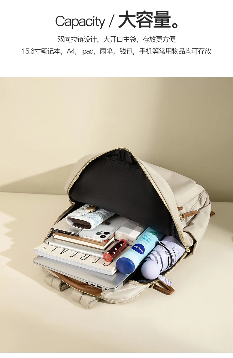 Luxury Laptop Backpacks for Women 15.6" Size Notebook Bag Large Cabin Space Business Travelbag Ladies Bookbags Big Zipper Pocket