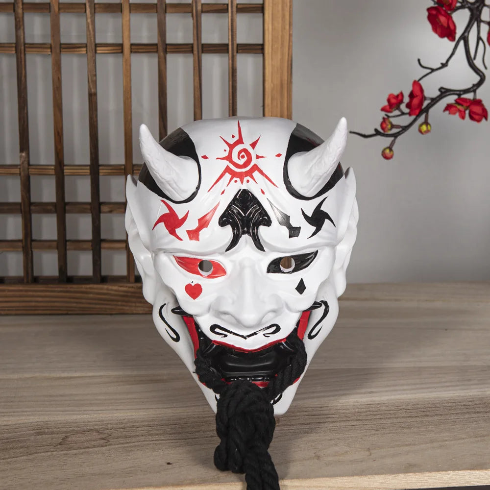Halloween Prajna Mask Horror Mask Cosplay Costumes Japanese Demon Ghost Mask Party Carnival Comic-Con Masquerade Props Gift