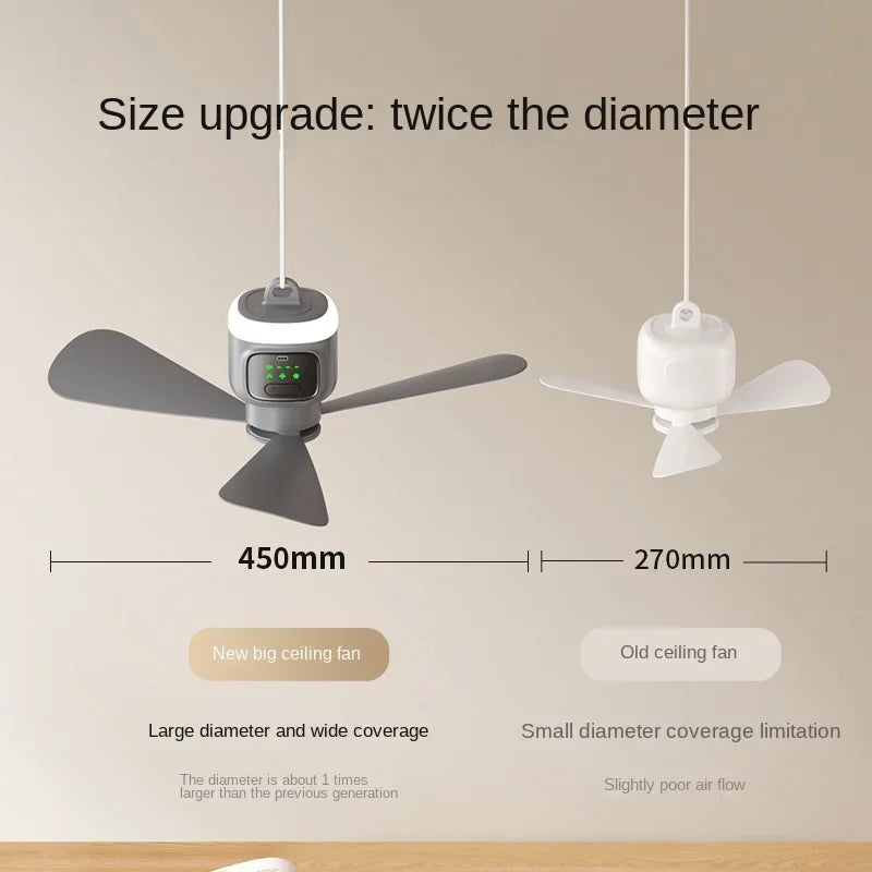 New Remote Control Mini Ceiling Fan USB Wireless Cooling Fan 12000mAh Portable LED Night Light Camping Fan with USB Ceiling Fan