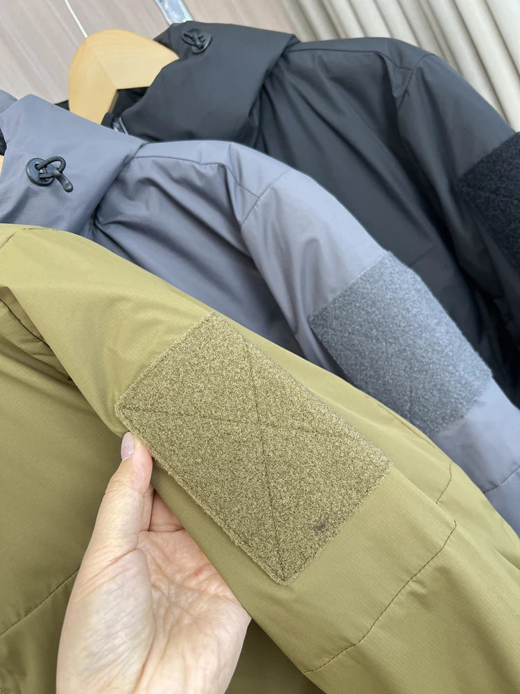 Winter Windproof Cotton Jacket For Men Outdoor Waterproof Hooded Thicken Coat American Casual Fashion Simple Warm Overcoat