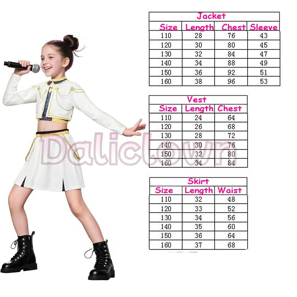 Cool Girl Cosplay Golden Costume Kids 3D Print Idol Group Singing Stage Performance Costume Child Halloween Party Clothes Suit