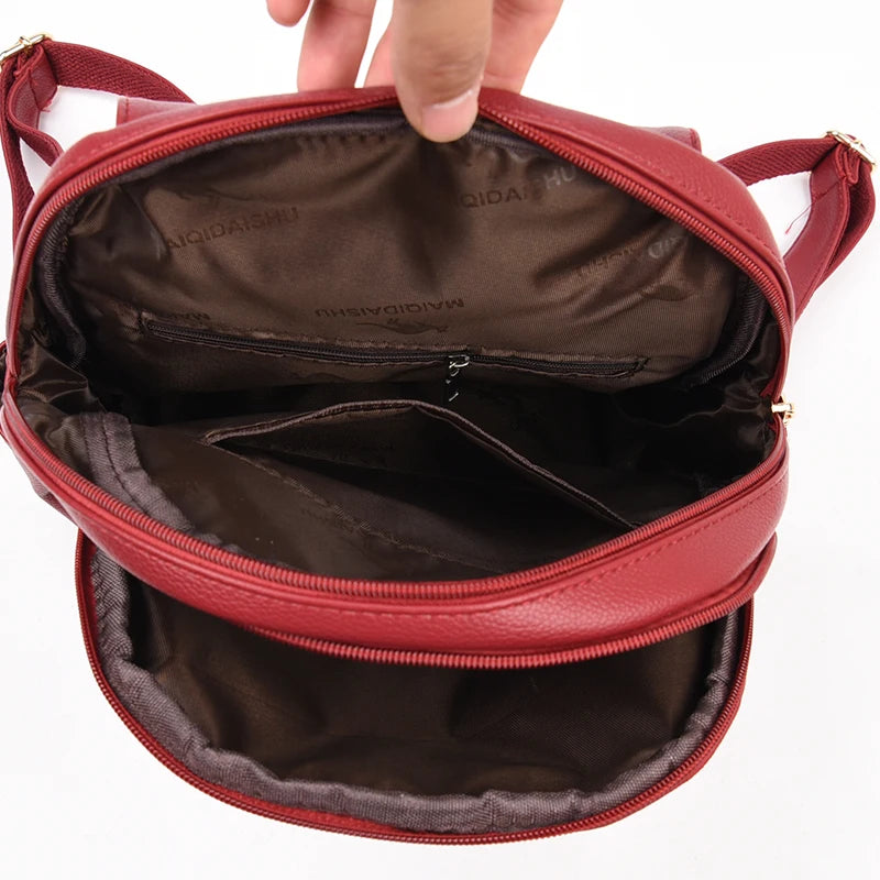 Luxury Women Leather Backpacks for Girls Sac A Dos Casual Daypack Black Vintage Backpack School Bags for Girls Mochila Rucksack