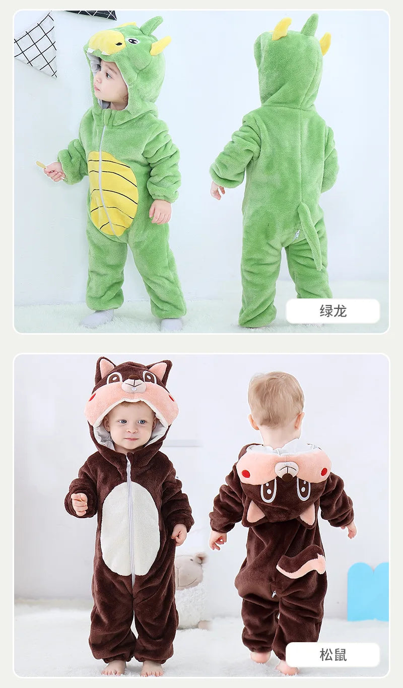 Newborn Baby Deer Animal Cartoon Romper Clothes Girls Pajamas Long Sleeve Hooded Onesies Infant Boys Costumes For Christmas
